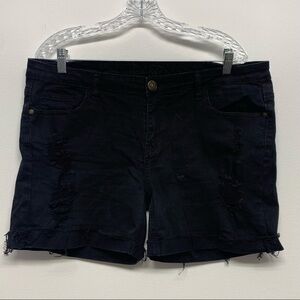 Machine Nouvelle Mode Women's Size 50 American Black Distressed Jean Shorts